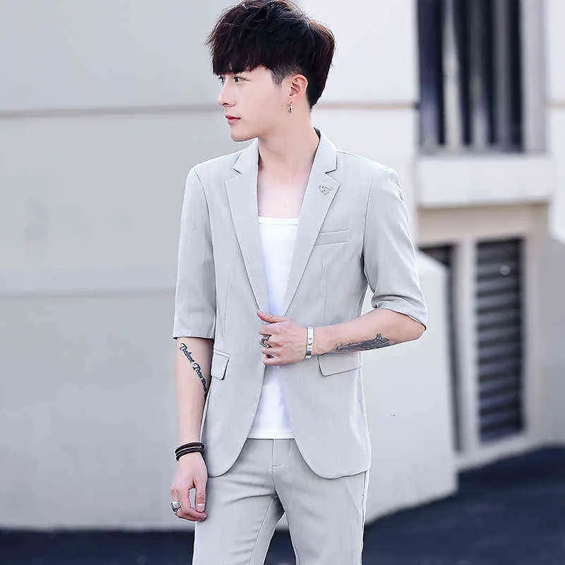 人気色 高級メンズスーツブレザーサマーメンズスリムhsome小さな韓国のファッションユースツーピーススーツとズボン 受発注 Alfatehtrading Com