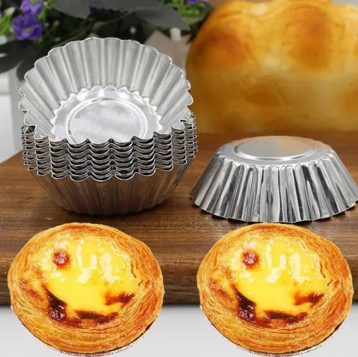 Aluminium 7 cm Okrągły kształt Muffin Egg Tarta Pudding Case Cupcake Liner Pieczenia Gotowanie Mold Mold Tarta Formy