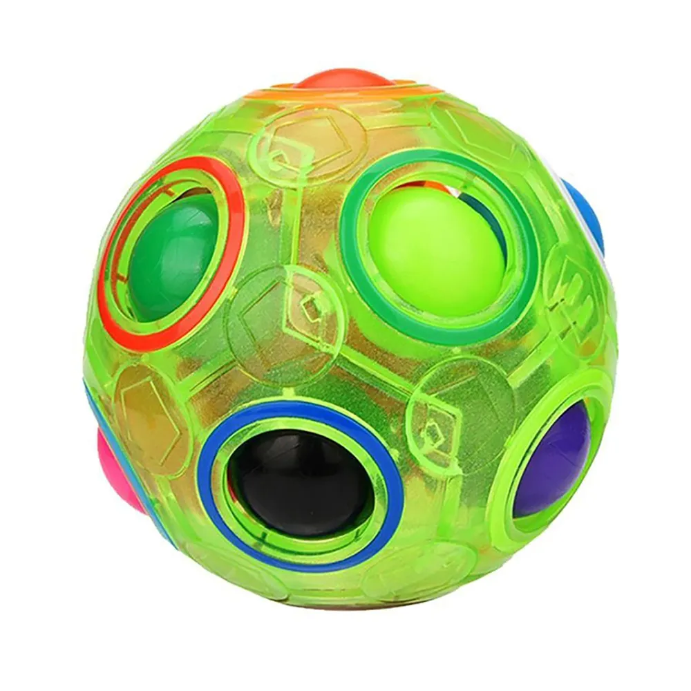 Gökkuşağı Topu 3D Bulmaca Sihirli Küp Glow Fidget Oyuncak Anti Stres Eğitici Oyunlar Çocuklar Çocuk Yetişkinler için (Aydınlık Yeşil)