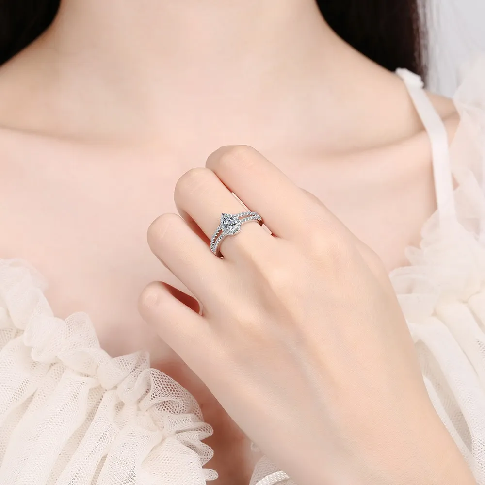 Медная платина Platinum Classic Ring Double Rings Form Form Cubic Zirconia Promise Кольца Вечности Обручальное Свадебное кольцо для женщин
