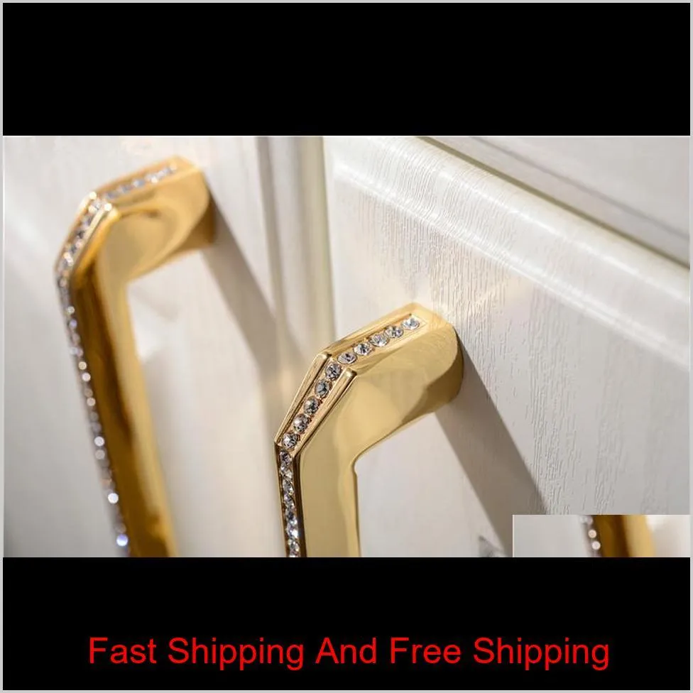 24k gold or chrome czech crystal drawer cabinet knobs wardrobe door handle furniture knobs pull handles 2 size never fade