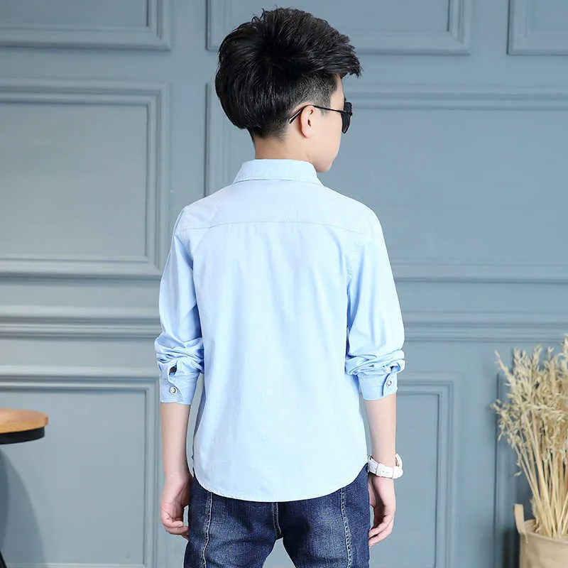 Spring Fashion Cotton Long Sleeve Boys Shirt With Turn Down
