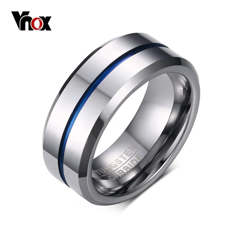 VNOX 100% Tungstenkarbid Ringar för män 8mm Bredd Toppkvalitet Man Bröllopsmycken S USA