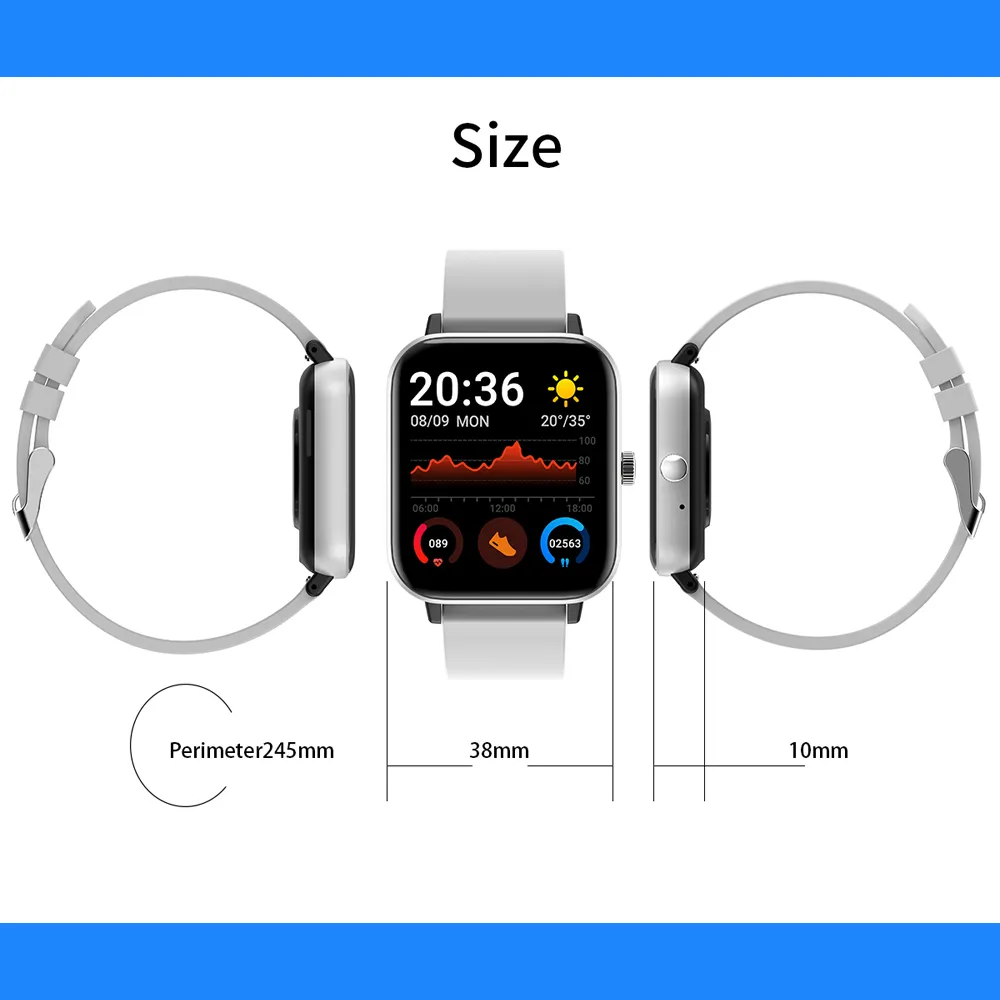 Smart Watch H10 Bluetooth Call Custom Dial Heart Rate Blood Oxygen&Pressure Monitor Fitness Tracker Waterproof Men Women Wristbands For Xiaomi Apple IOS Phone
