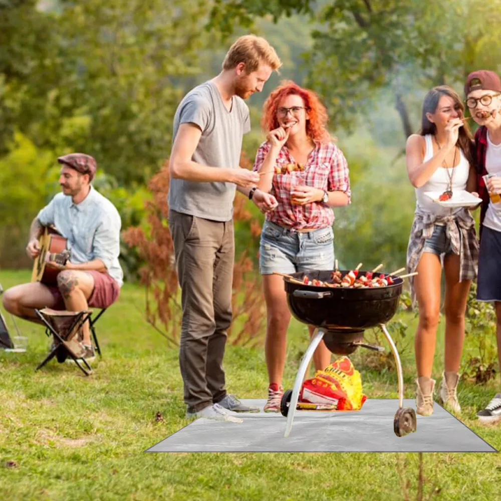 Tapis de cuisine en plein air, outils de barbecue de camping, protège le feu carré du poêle contre les tapis pour pique-nique