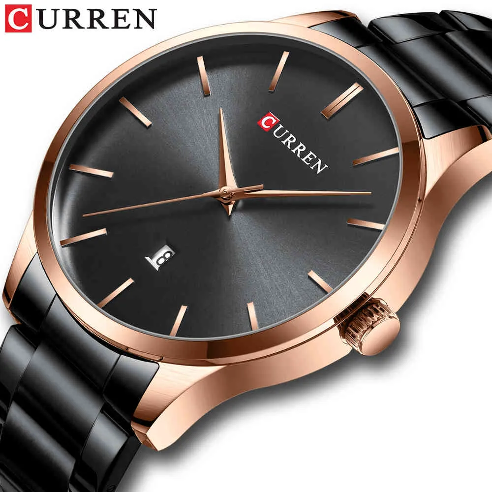 Casual Business Uhren für Männer Klassische Schwarze Uhr Top Marke Curren Quarzuhr Männliche Edelstahl Band Armbanduhr Q0524