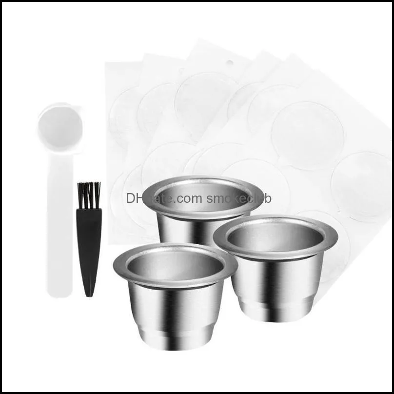 Coffeeware Kitchen, Dining Bar Garden Coffee Filters Filter Set Office Aessories Draining Cup Home Pots réutilisables en acier inoxydable avec feuille