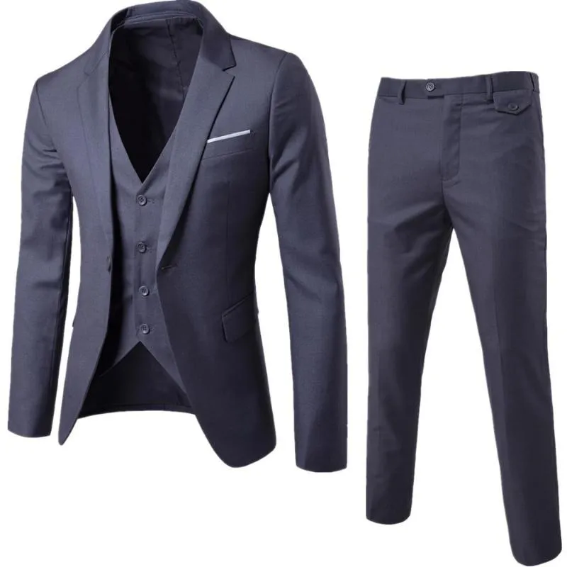 Męskie dresy garnitury Business Male Blazer 2021 Casual Suit Set Sukienka ślubna Mężczyźni Groom Tuxedos (Kurtka + Pant + Kamizelka) Duży rozmiar 9 kolorów