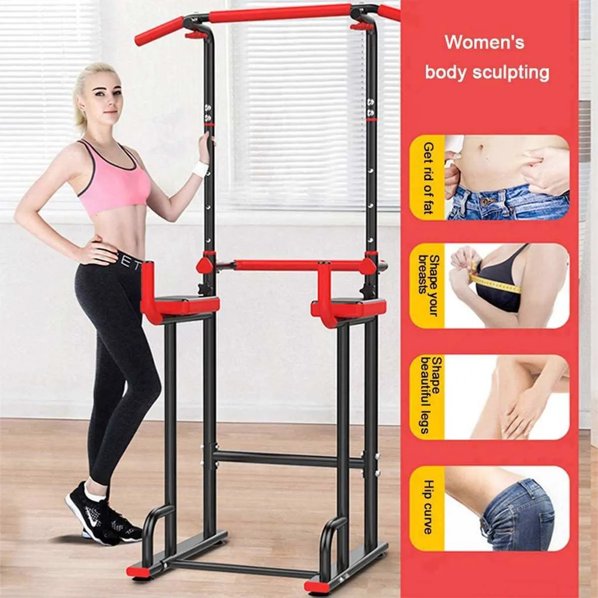 Opheffen Standaards Huis Gym Binnen Trekbare Bar Horizontale Sport Fitnessapparatuur Multifunctionele Training Training Power Tower DIP-station Verstelbare Multifunctionele Multifunctioneel