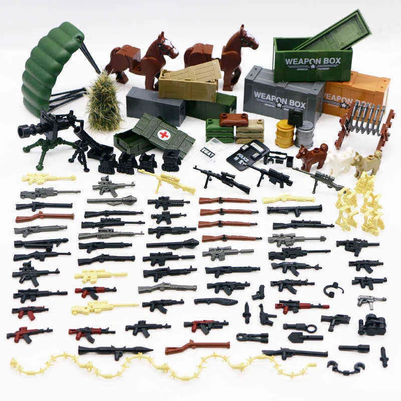 Yapı Taşları Askeri WW2 Silah Silahları Ordu Arms Şehir Polis Swat Takım Alman 98 K Mini Şekil Ekipmanları Aksesuarları Tuğla Oyuncak Y1130