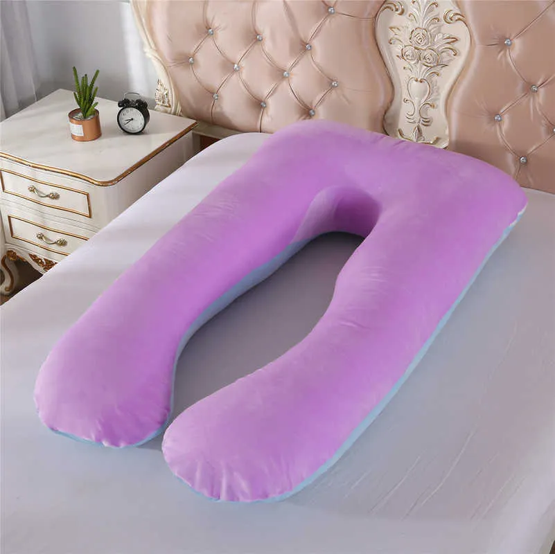 Подушка для сна для беременных женщин, плюшевая наволочка для тела, U-образные подушки для беременных, боковые шпалы для беременных 2108312882