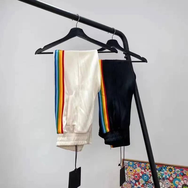 Men`s designer casual Tracksuits 21SS spring and autumn loose couple outfit authentic angel rainbow striped top + trousers. Size M-XXL