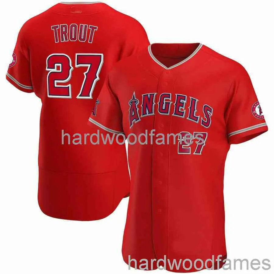 Custom Mike Trout # 27 Patch Jersey Szyte Mężczyźni Kobiety Młodzież Kid Baseball Jersey XS-6XL