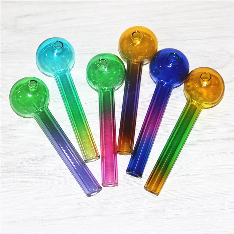 10cm Pyrex Glass Oil Burner Pipes Colorful Tobacco Dry Herb Water Hand Pipe Straw Tube Burners For Water Bong Accessories