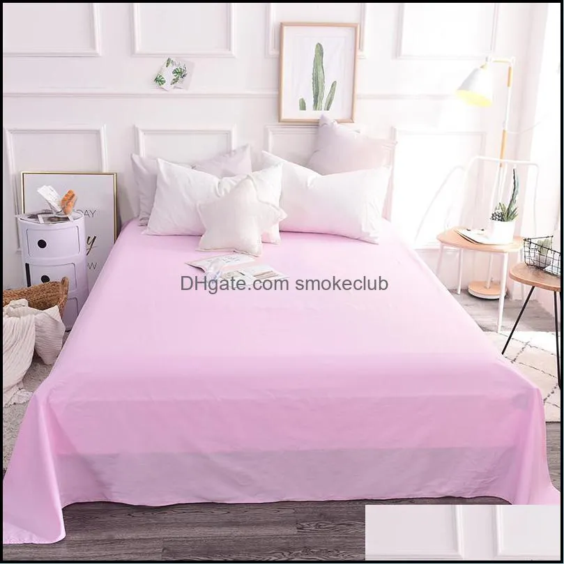 Sheets & Sets Home El Bedroom Single Double Bed Solid Color 1Pc Cotton Flat Sheet Bedding Linens Twin Full Queen King Size