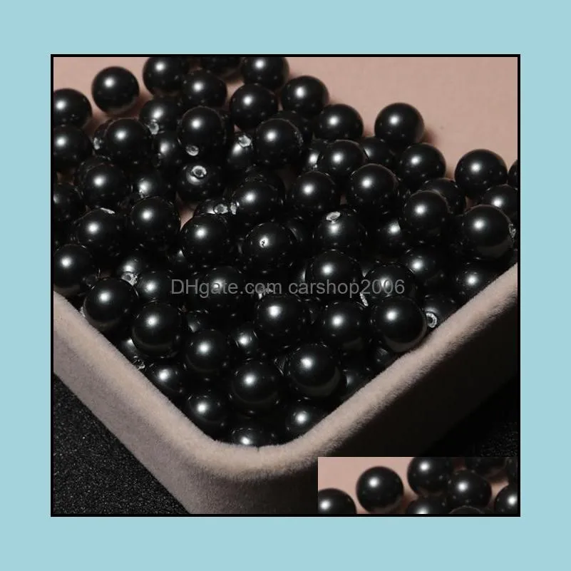 8-14mm Perfect Circle Single Artificial Shell Pearl Black Half Hole Loose Beads Jewelry