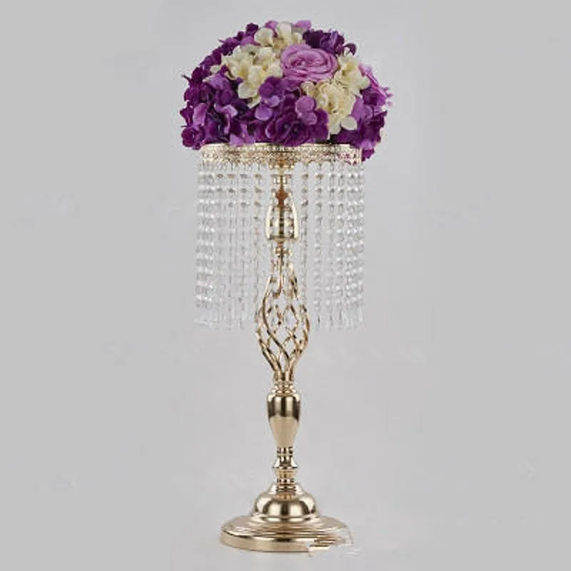 Party Decoration 70 cm Wysokie musujące Akrylowe Kryształ Wedding Flower Ball Holder Stół Centerpiece Vase Stand Metal Candlestick