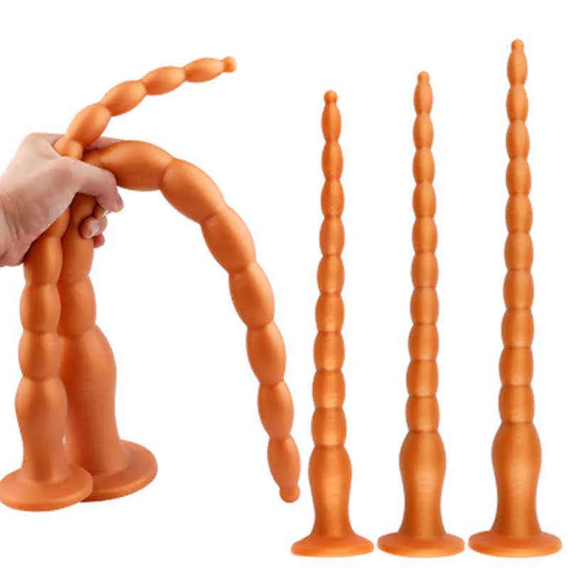 NXY Anal sex toys Silicone Super Long Anal Plug Huge Dildo Suction Cup Pull Bead Dilator ButtPlug Prostate Massage G-spot Stimulator Anal Sex Toys 1123