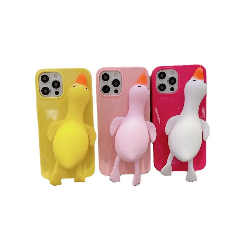 Dreidimensionale große Ente Handyhüllen für 12 11pro x xr xs max Cartoon 8plus Hülle 3 Farben