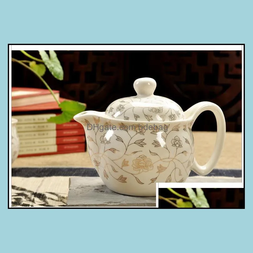 Chinese Kung Fu Porcelain Teapot with Infuser Handmade Dragon Flower Puer Tea Pot 350ml Ceramic Samovar Kungfu Teaware