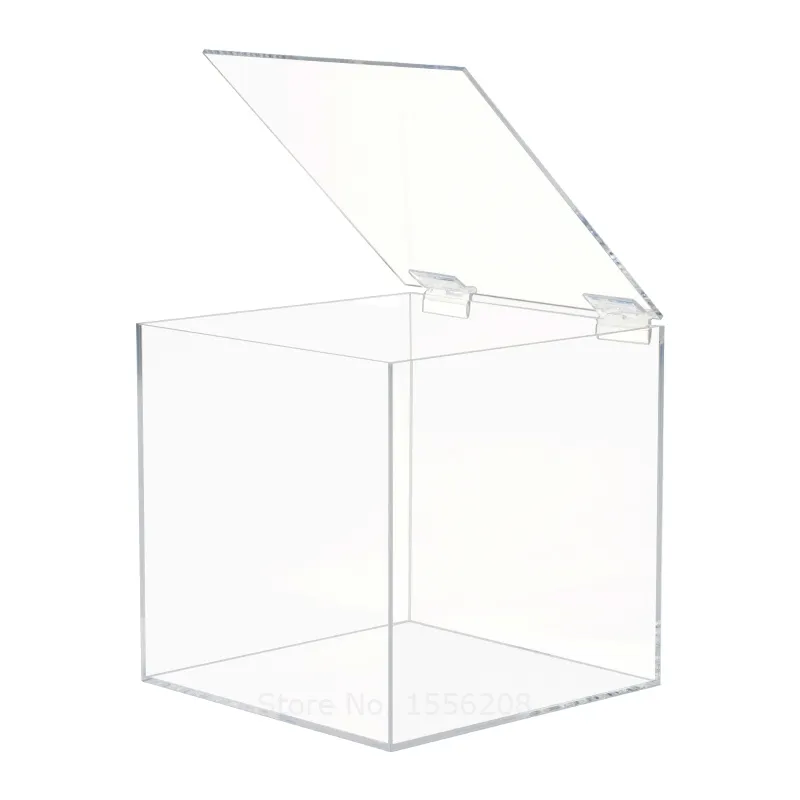 Boîte de faveur de cube acrylique clair de stockage en plastique de plexiglas de mariage de fête de mariage organisateur de paquet de bureau à domicile 210315