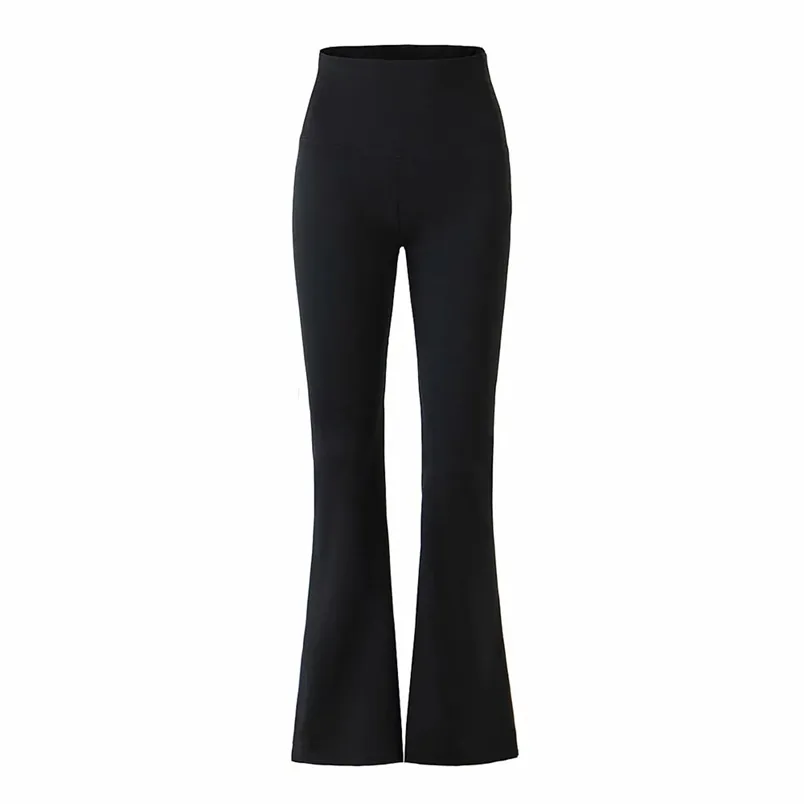 Leggings de cintura alta mulheres elasticidade preta calças apertadas femme sexy slim flare calças 210531