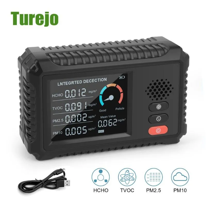 Gas Analyzers Multifunctional Air Quality Monitor Carbon Dioxide Sensor TVOC HCHO PM2.5 PM10 Detector Analyzer For Home Office Outdoor