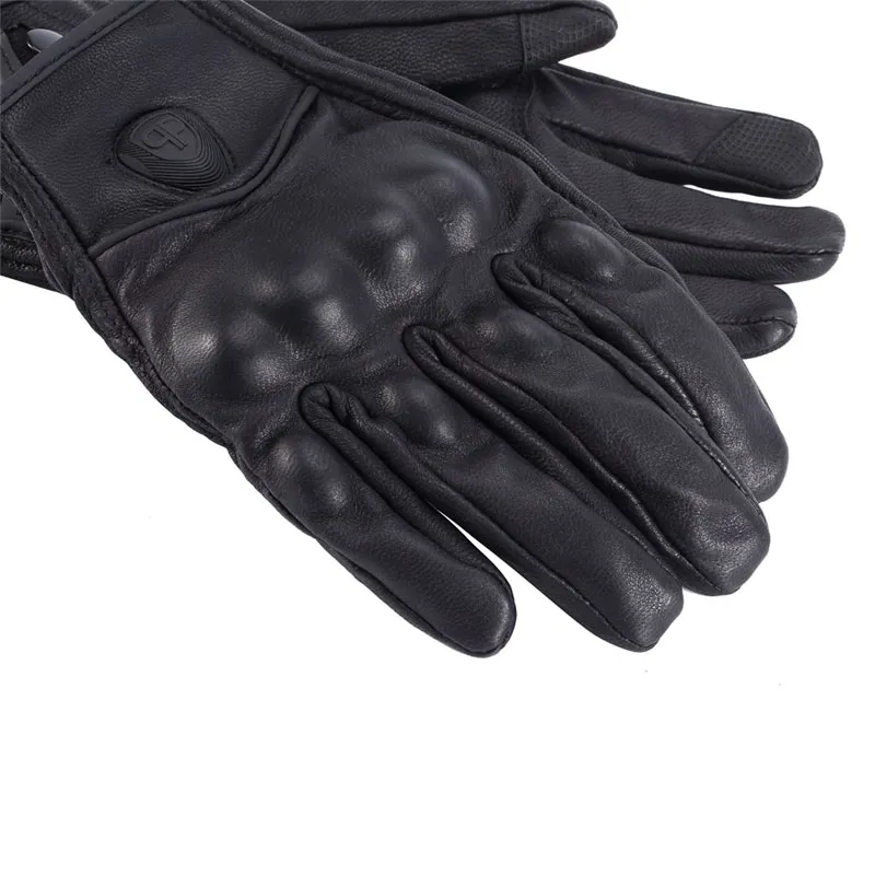 Retro Pursuit Perforated Real Leather Motorcycle Gloves Leather Touch Screen Men Women Moto Waterproof Gloves Motocross Glove