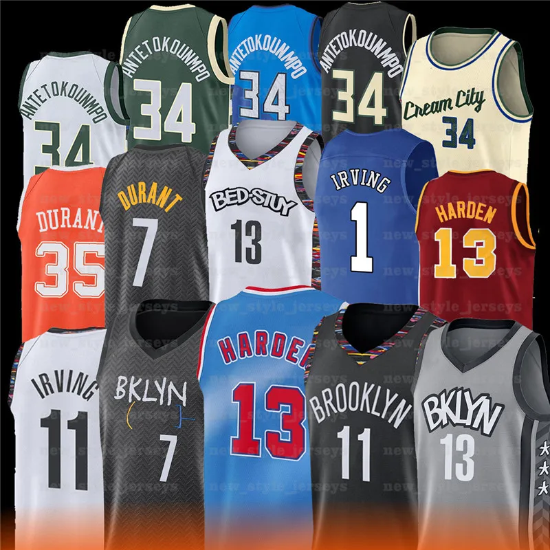 7 Kevin 11 Kyrie 34 Giannis Irving Maglie da basket) Antetokounmpo Durant 13 Harden NCAA Maglie da uomo Maglia cucita z23