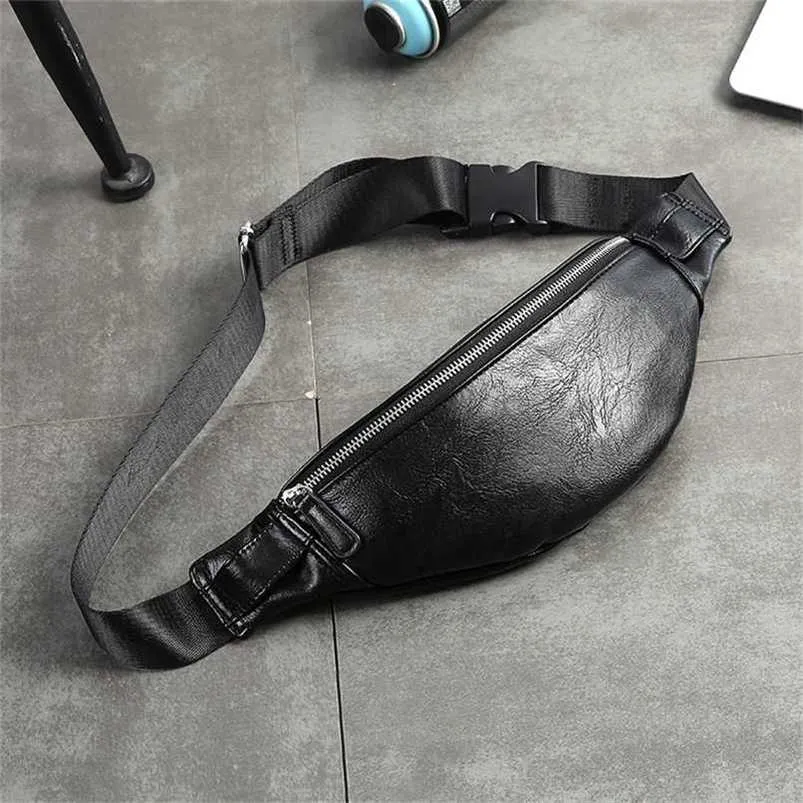 Sac de taille en cuir PU de haute qualité Men de fanny de banane décontractée ceinture réglable mâle heuptas bum banana sa 211214