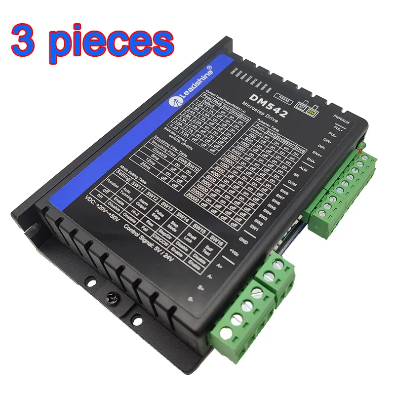 3 Pieces Genuine Leadshine 2 Phase DSP Digital Stepper Drive DM542 with 20 to 50VDC Input 5V or 24V Control Signal NEW VERSION