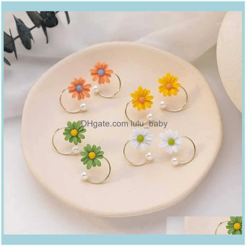 Stud Jewelrystud Korea Trendy Flower Simulated Pearl Circle Earrings For Women Girls Fashion Jewelry Beach Holidays Oorbellen1 Drop Delivery