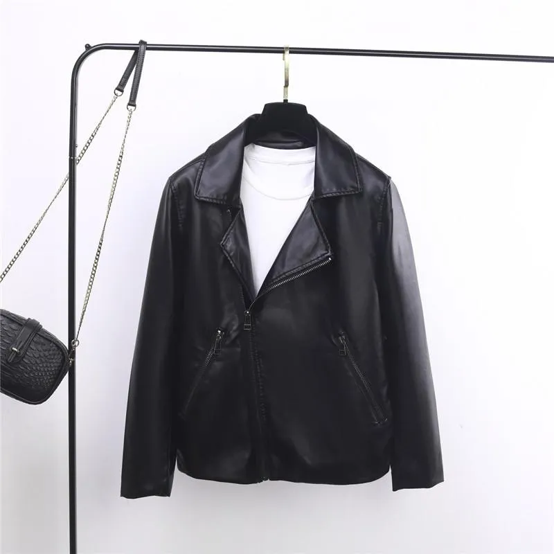 Veste de moto en Faux cuir pour femmes, OL doux au toucher, Version de costume en PU, manteau noir ample fendu, 2021