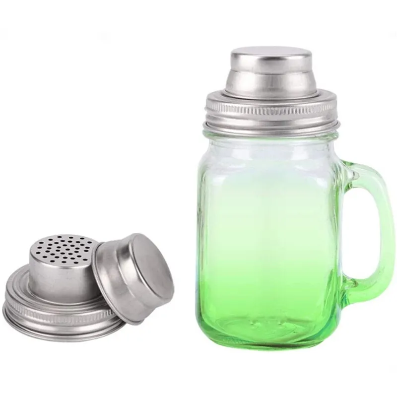 Mason Jar Shaker крышки из нержавеющей стали Крышка из нержавеющей стали для регулярного рта Мейсон, консервные банки ржавсяные доказательство коктейль шейкер крышка сухой руб. Коктейль 70 мм