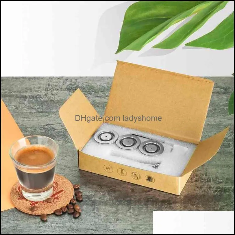 iCafilas Eco-Friendly Packing Reusable Coffee Capsule For Nespresso Refillable Pod Espresso Crema Maker 210907