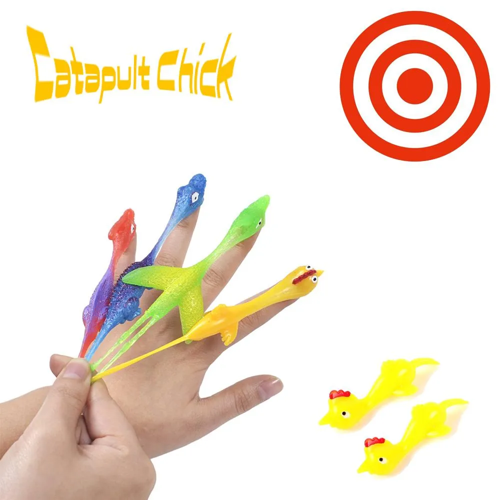 Lot De 10 Poulets Catapulte élastique - Jouet à Claque Doigt Anti-stress - Idéal Fêtes Et Pâques