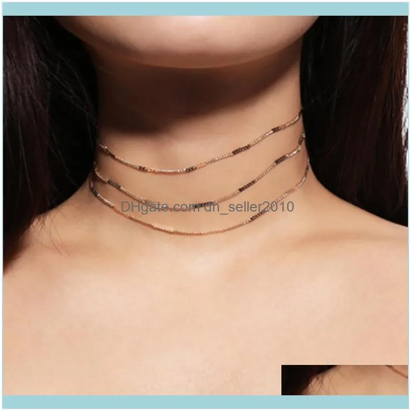 AE-CANFLY Style Fashion Simple Item Multi-layer Bamboo Short Necklace Jewelry Choker Statement Chokers