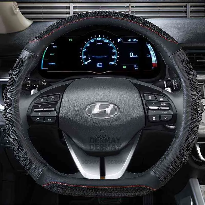 Hyundai IONIQ 2016 2017 2018 2018 2019 2020 Dermay Car Steering Wheel Cover Massage非滑り自動アクセサリーインテリアH220422273H