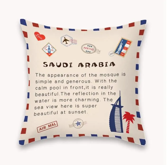 DIY Pillow Case National State Envelope Pillowcase Printed SHORT FLOSS Pillowcase Retro Throw Pillow Case Home Pillow Covers YL409