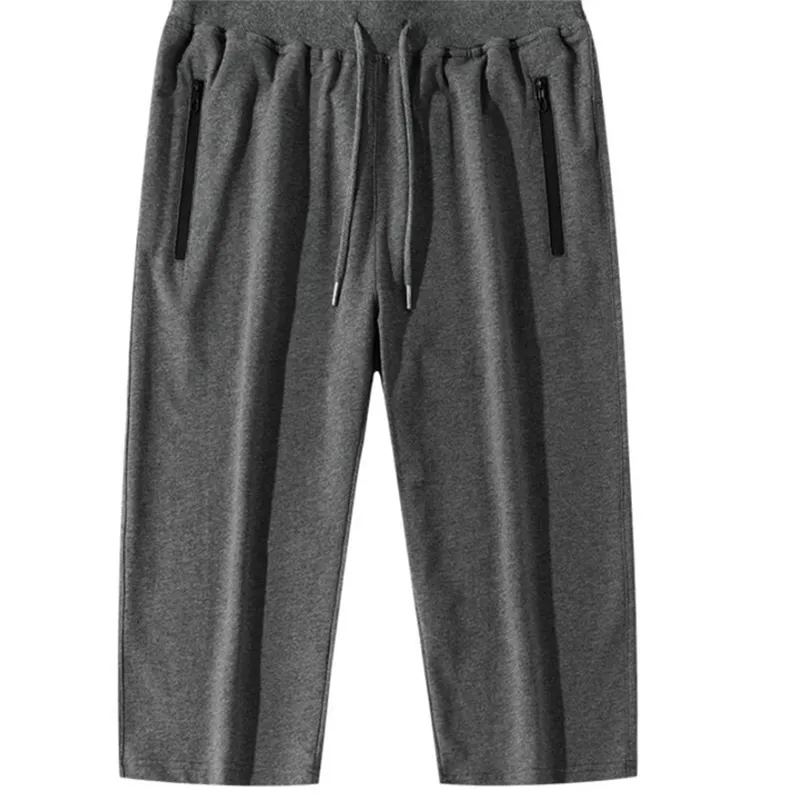 Przycięte spodnie męskie luźne duże spodnie dresowe z dzianiny bawełniane spodnie proste 210714