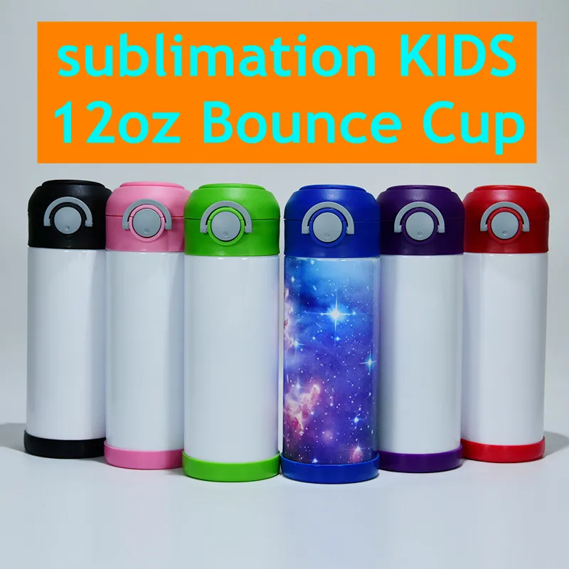 Sublimation Kids Bounce Coupe 12 oz Tobblers 6 couleurs DIY DIY Acier inoxydable Bouteilles d'eau en gros Tasses à café double Coupes isolantes A13