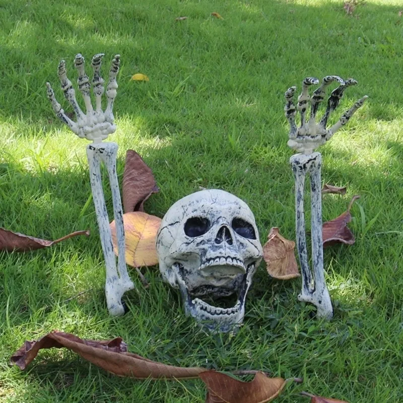 새로운 할로윈 유령의 집 현실적인 뼈 두개골 머리와 묘지 장면 코스프레 DIY 공포 장식 Y201006