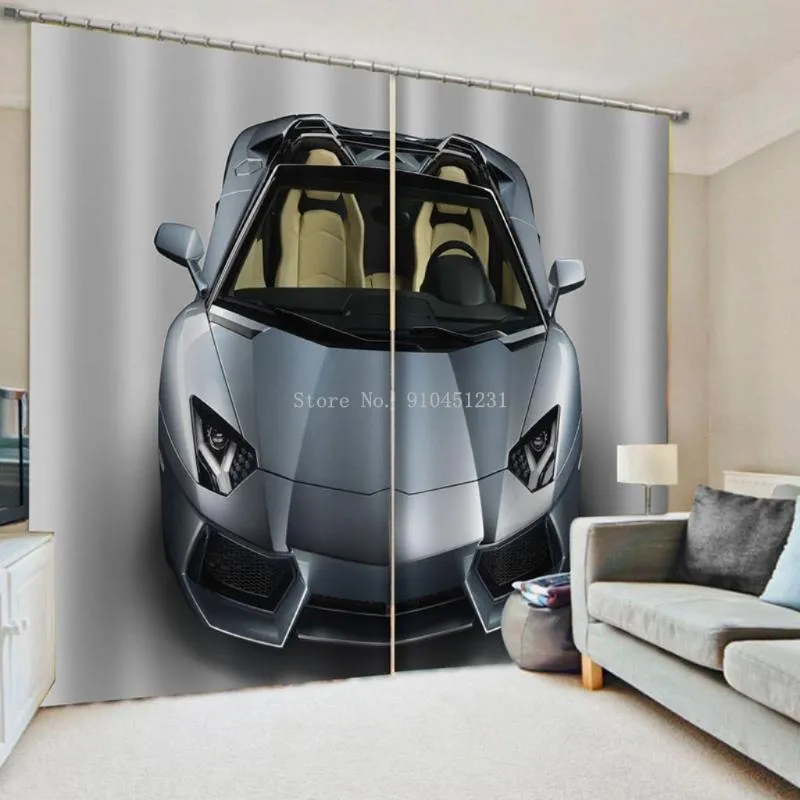 Kids Bedroom Blackout Curtain Racing Car 3D Printed Window