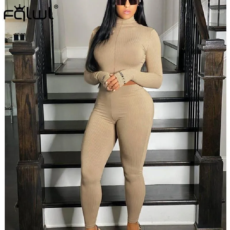 Streetwear Ribbed Lucky Label 2 Two Piece Set Women Outfits Crop Top Leggings Matching Sets Ladies Tracksuits Female