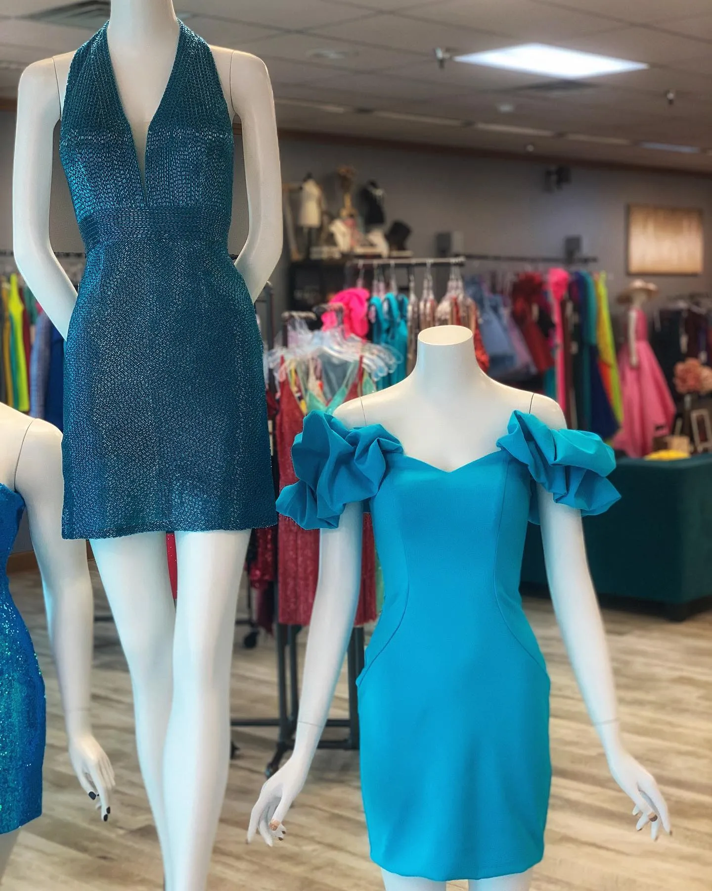 open lace back dress Riri Teal Party Dress - US 10