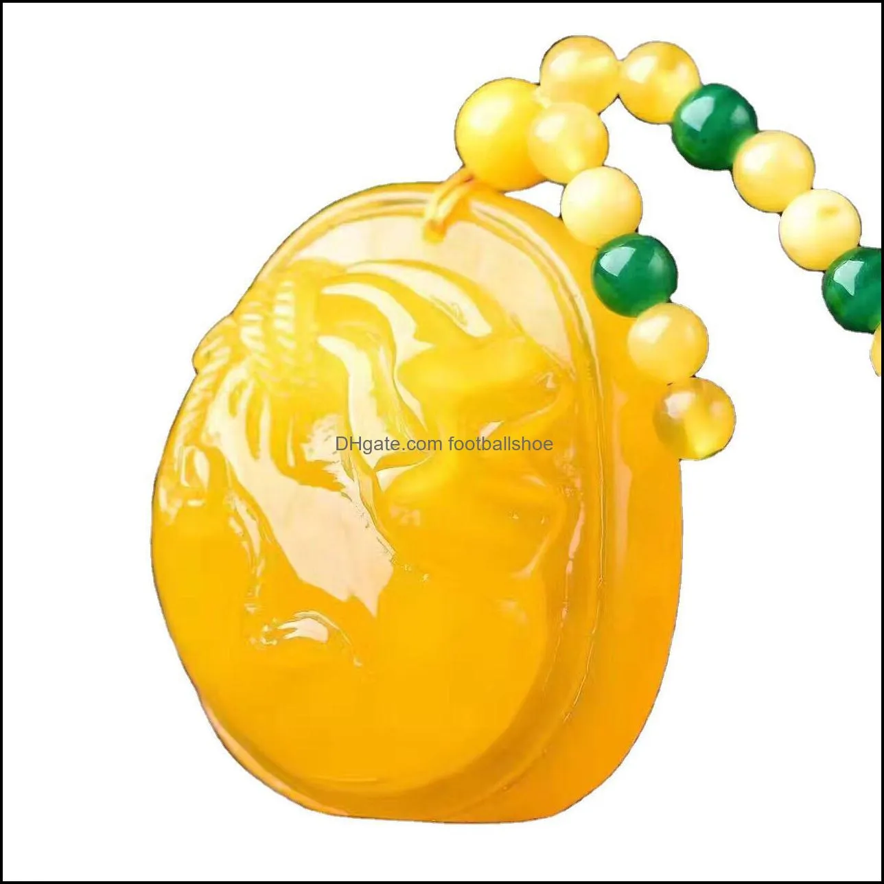 Amber Chicken Butter Yellow Beeswax Lucky Bag Pendant Necklace Women Charms