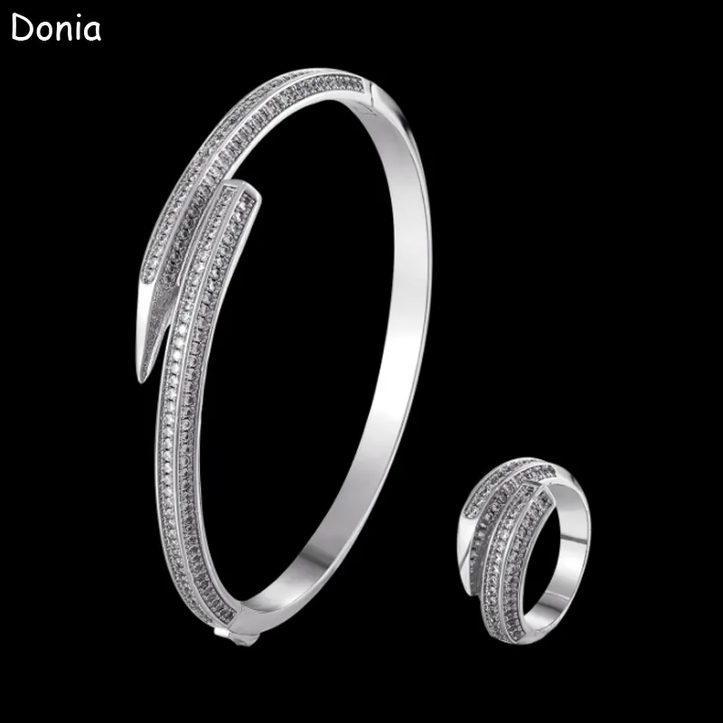 Donia Schmuck Luxus Armreif Europäischen und Amerikanischen Mode Nagel Kupfer Micro-eingelegten Zirkon Armband Ring Set Dame Designer