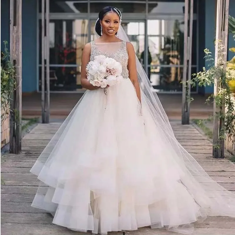 2022 Arabic Style A Line Church Waterfall Wedding Dress With Tired Train,  Lace Up Back, Beaded Puffy Tulle Skirt Romantic Bridal Dress Vestido De  Novia From Sunnybridal01, $150.06 | DHgate.Com