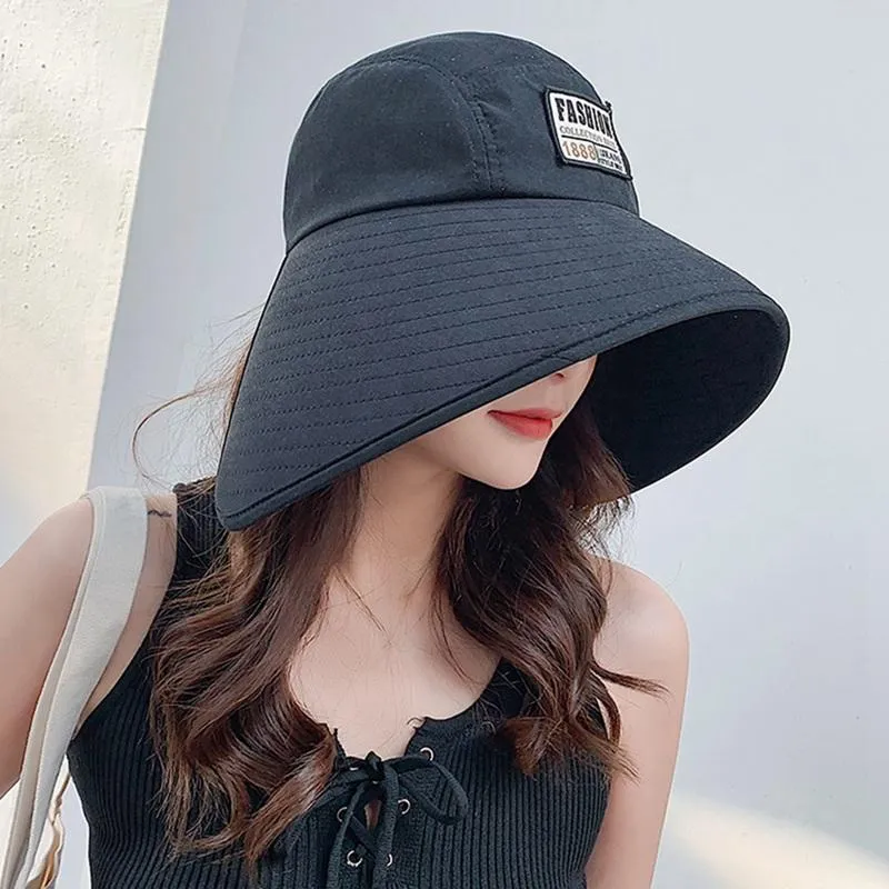 Wide Brim Hats Women Fisherman's Hat Sun UV Protection Trend Japanese Series Outdoor Hiking Fisherman Cap Solid Bucket HatWide