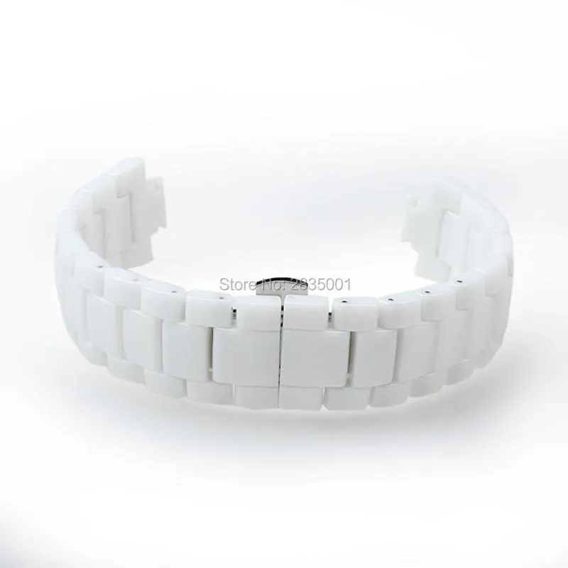 Watch Bands Hig Quality Ceramic Watchband White Black Convex Mouth Bracelet With Push-button Hidden For AR1424 AR1440 18 9mm 22 11230v